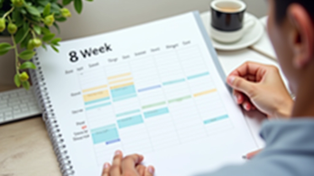 Calendrier de révélation du contenu sur 8 semaines avec les phases de fondation, application et approfondissement